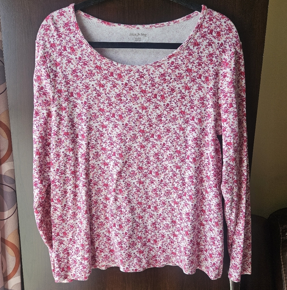 White Stag Pink Floral Long Sleeve Tee 100% Cotton